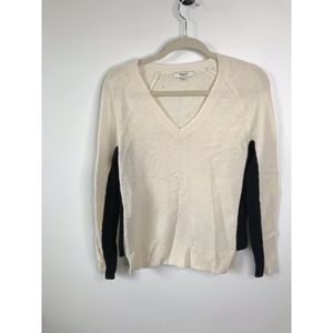 Madewell White V Neck Sweater 100% Merino Wool